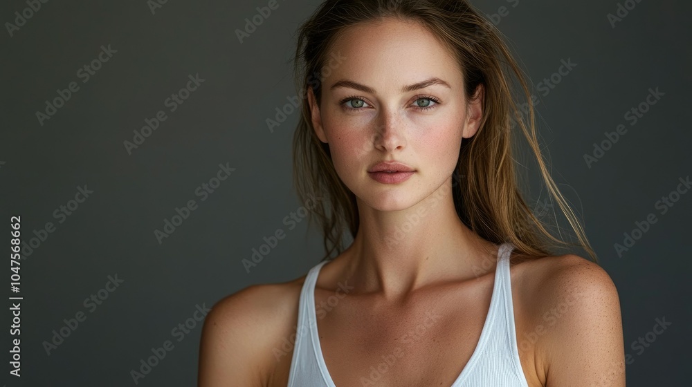 Beautiful woman in white t-shirt Women's breasts dark light background Beautiful woman in white t-shirt Women's breasts dark light background