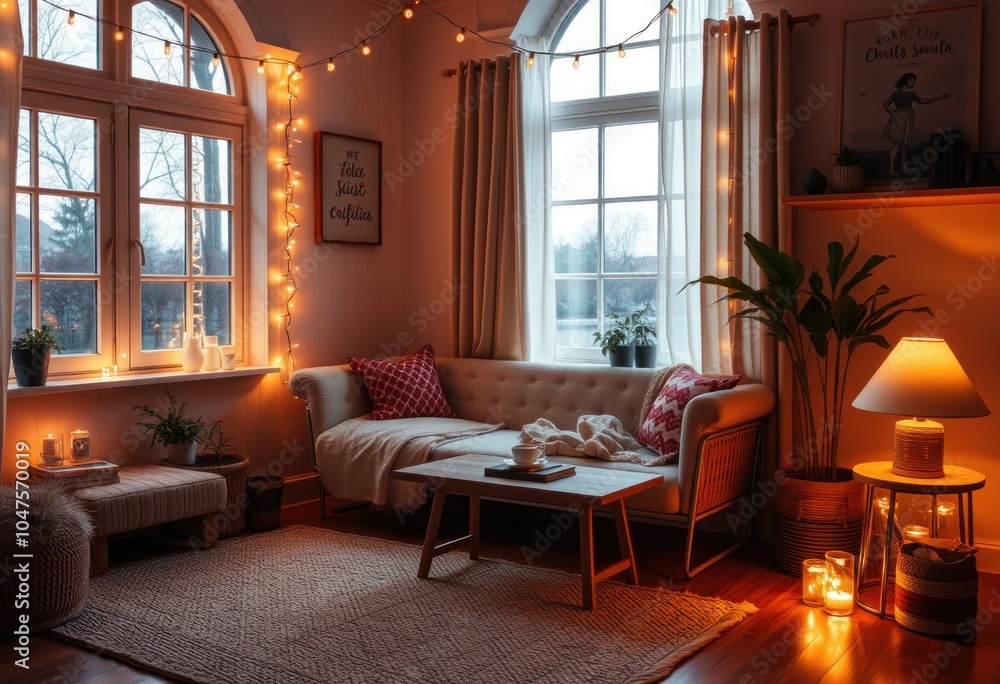 Fototapeta premium Cozy and inviting living room ambiance