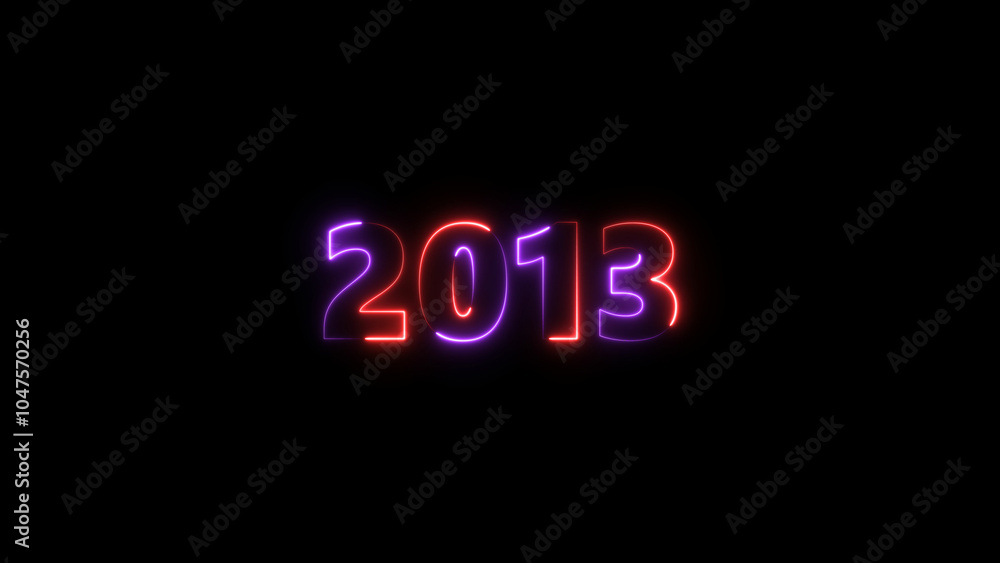 2013 neon glowing red and purple color 4k illustration. abstract glowing neon text icon 2013 on black background. 2013 neon glowing red and purple color 4k illustration. abstract glowing neon text icon 2013 on black background.