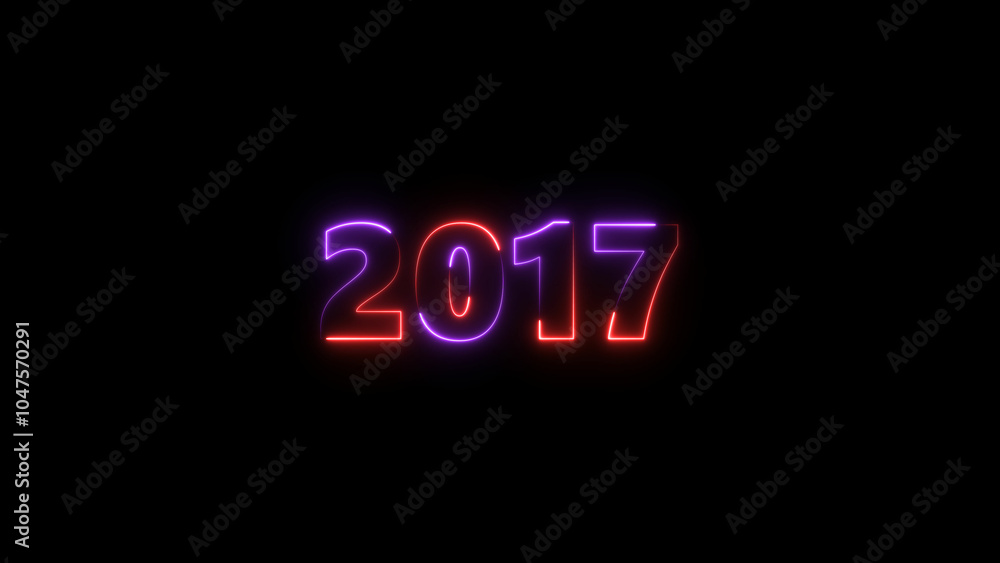 2017 neon glowing red and purple color 4k illustration. abstract glowing neon text icon 2017 on black background. 2017 neon glowing red and purple color 4k illustration. abstract glowing neon text icon 2017 on black background.
