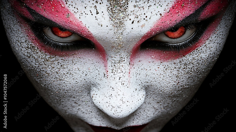 Dramatic Pink and Silver Face Art Design Dramatic Pink and Silver Face Art Design