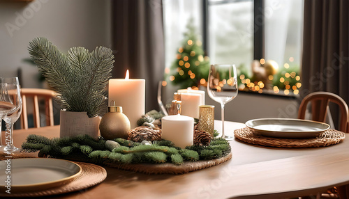 Holiday decor adds festive style to a small table setup for a cheerful home environment_1(442)