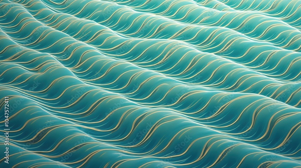 A seamless wave pattern background featuring undulating lines in shades of turquoise and gold, creating an elegant and fluid design. A seamless wave pattern background featuring undulating lines in shades of turquoise and gold, creating an elegant and fluid design.