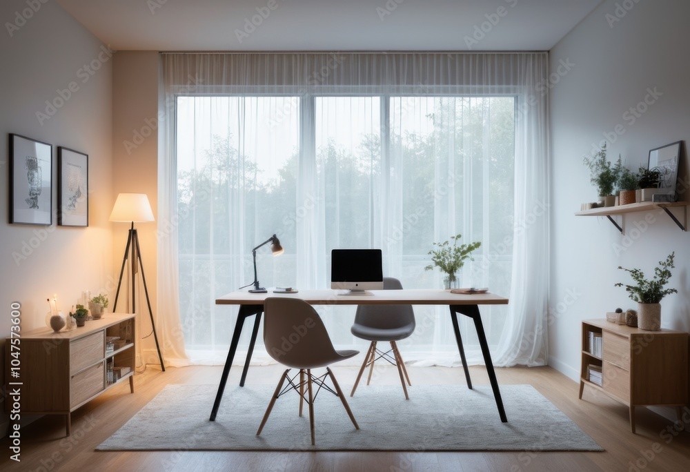 Fototapeta premium Modern minimalist home office design