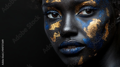 Stunning Black and Blue Artistic Face Design