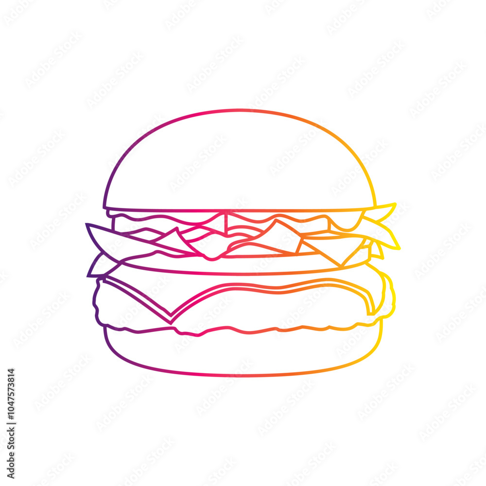 Burger with cutlet, tomatoes and herbs. Original vector illustration in vintage style. T-shirt design. Burger with cutlet, tomatoes and herbs. Original vector illustration in vintage style. T-shirt design.