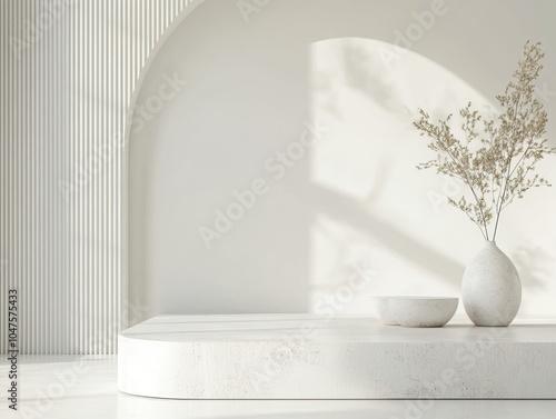 Antique, white, modern, abstract business presentation background, incorporating geometric designs for a contemporary look