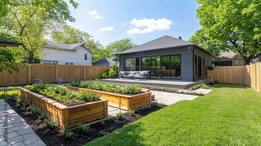 Fenced Backyard Oasis: New Planting Beds Enhance the Home's Exterior Design Fenced Backyard Oasis: New Planting Beds Enhance the Home's Exterior Design