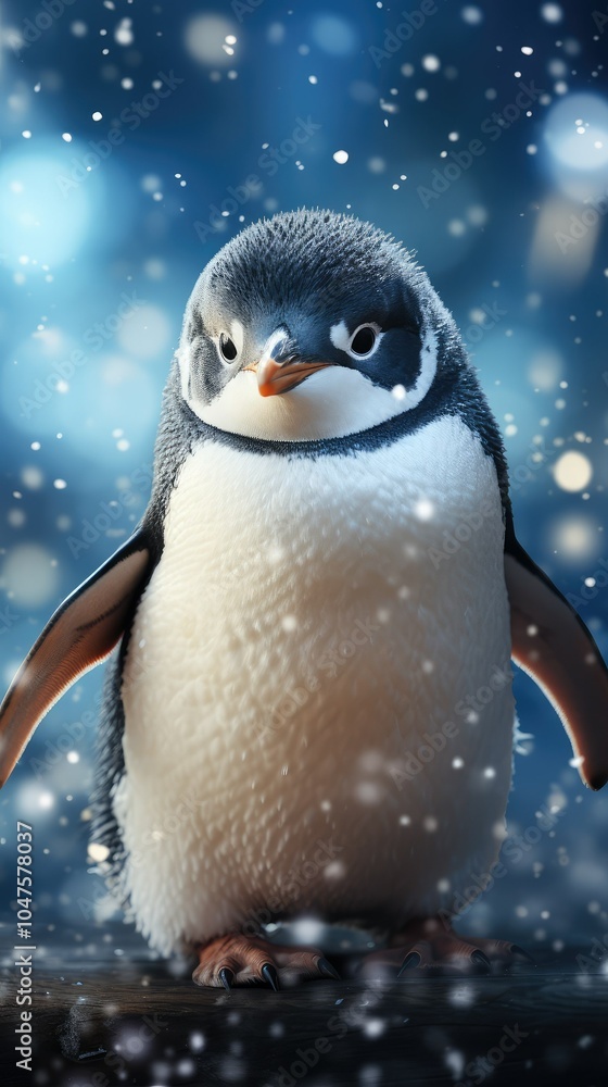 A penguin stands in the snow A penguin stands in the snow