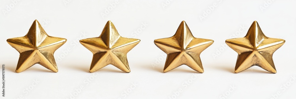 Obraz premium Five Gold Stars Symbolizing Top Rating on White Background