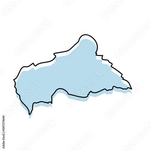 C.A.R Map with with body and Outline Isolated on white Background