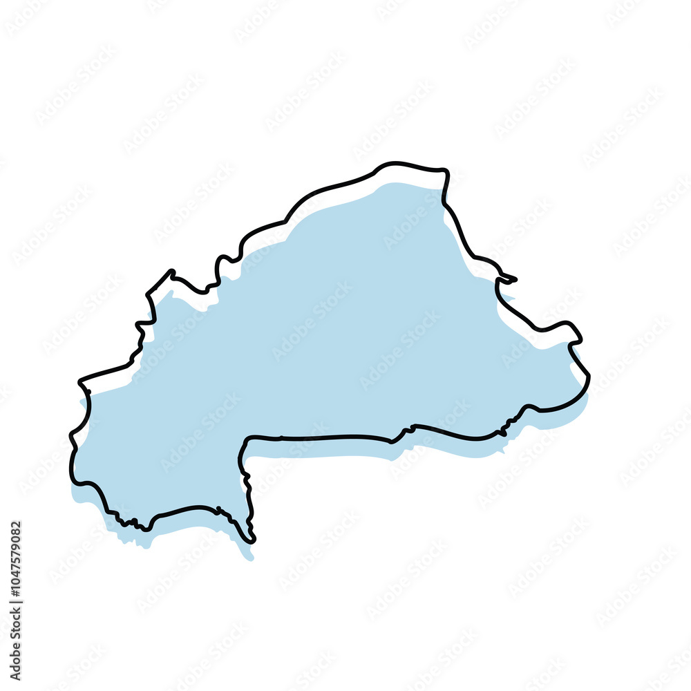 Fototapeta premium BURKINA FASSO Map with with body and Outline Isolated on white Background