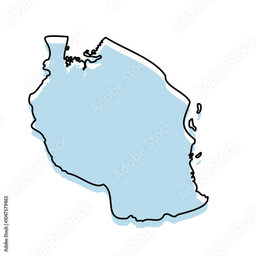 TANZANIA Map with with body and Outline Isolated on white Background