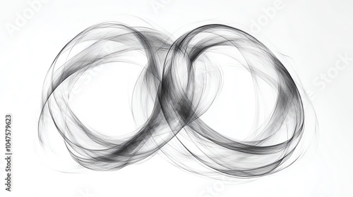 Abstract design featuring flowing black lines forming interconnected loops on a white background, symbolizing infinity and continuity.