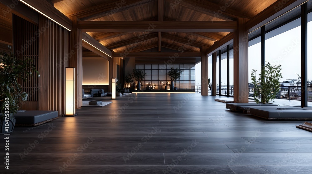 A tranquil japanese-style interior aesthetic featuring natural elements and modern design for relaxation and harmony A tranquil japanese-style interior aesthetic featuring natural elements and modern design for relaxation and harmony