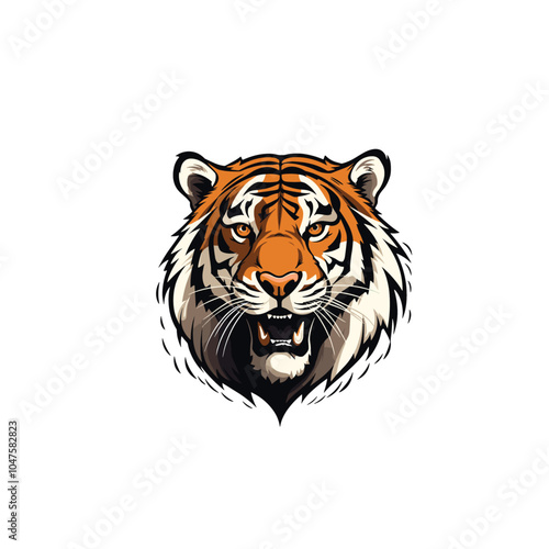 Tiger mascot logo icon flat vector design