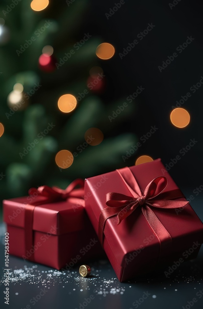 Noel or Christmas dark background with gift boxes
Noel or Christmas dark background with gift boxes