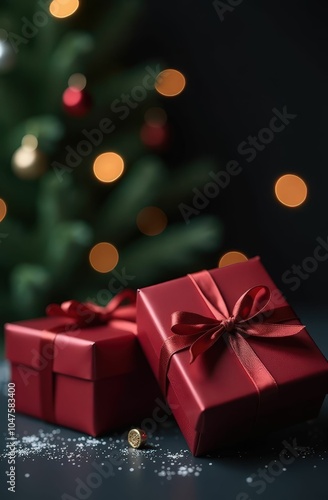 Wallpaper Mural 
Noel or Christmas dark background with gift boxes  Torontodigital.ca