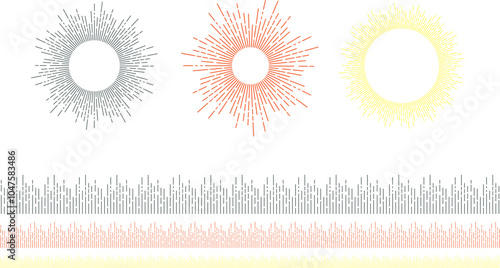 Brushes for schematic sun rays. Pattern brushes included in vector file. 
