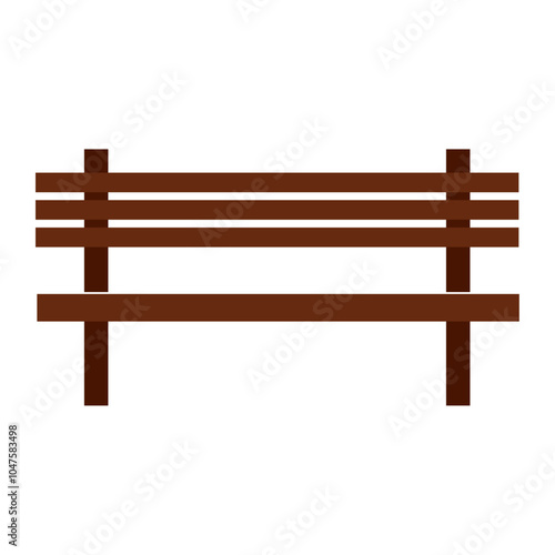 Wooden park bench flat design in brown color, Vector