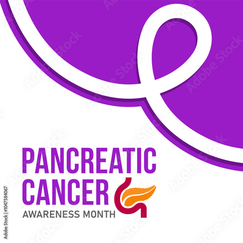 Pancreatic Cancer Awareness Purple Ribbon Graphic Design on a White Background Pancreatic Cancer Awareness Month Vector Graphic or social media post design Pancreatic Cancer Awareness  November