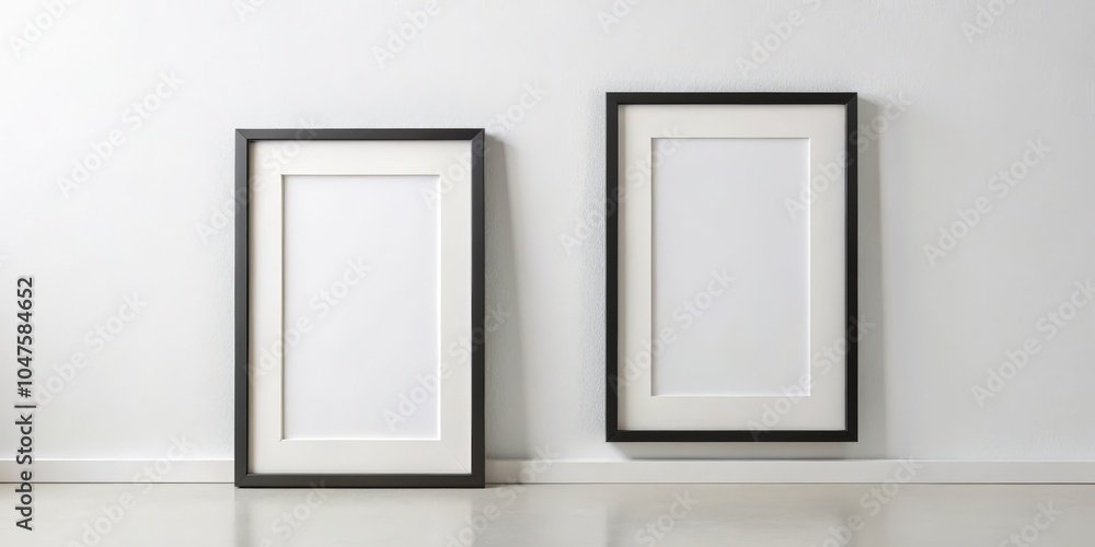 Two Black Framed Pictures on a White Wall, Blank Frames, Minimalist Interior Design, Gallery Wall, Mockup, Artwork Display ,photo frame Two Black Framed Pictures on a White Wall, Blank Frames, Minimalist Interior Design, Gallery Wall, Mockup, Artwork Display ,photo frame