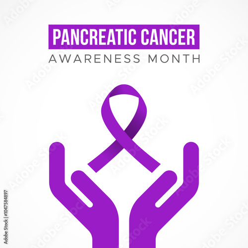 Purple ribbon pancreatic cancer social media post design pancreatic cancer awareness with helping hands graphic vector pancreatic cancer awareness November pancreas illustration vector