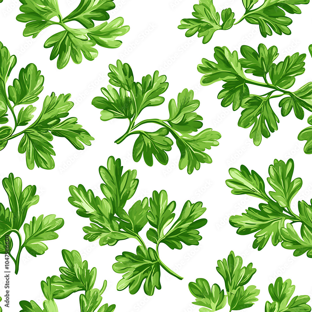 Vibrant Parsley Sprigs in Stunning High-Definition White Background Vibrant Parsley Sprigs in Stunning High-Definition White Background