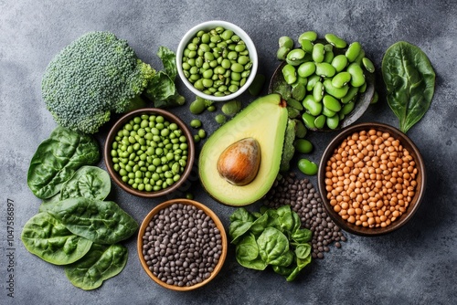 Wallpaper Mural Folic Acid Collection: Top View of Various Food Sources Containing Folic Acid Torontodigital.ca