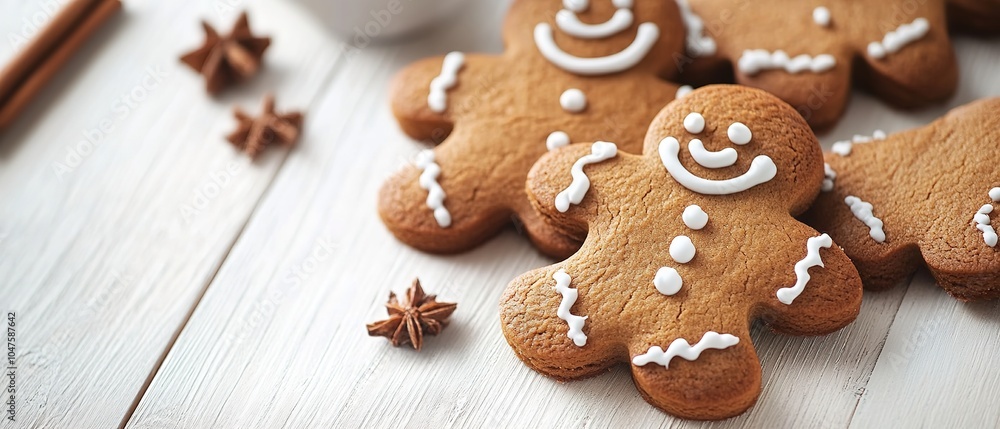 Christmas Gingerbread cookies on wooden table Christmas Gingerbread cookies on wooden table