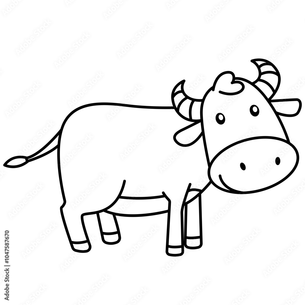 Naklejka premium Cute Animal Carabao Outline