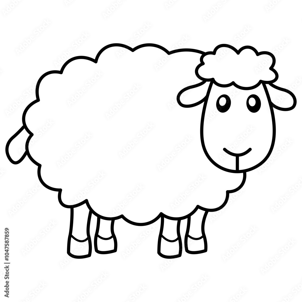 Cute Animal Sheep Outline Cute Animal Sheep Outline
