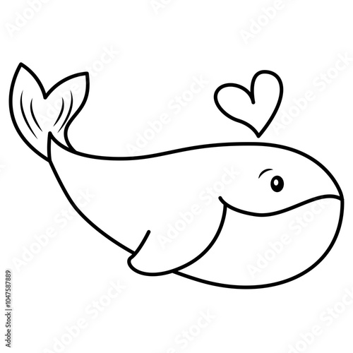 Cute Animal Whale Outline