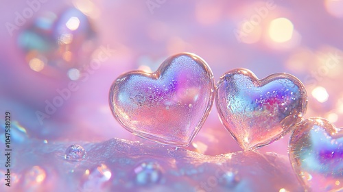 Valentines day background with transparent hearts. 