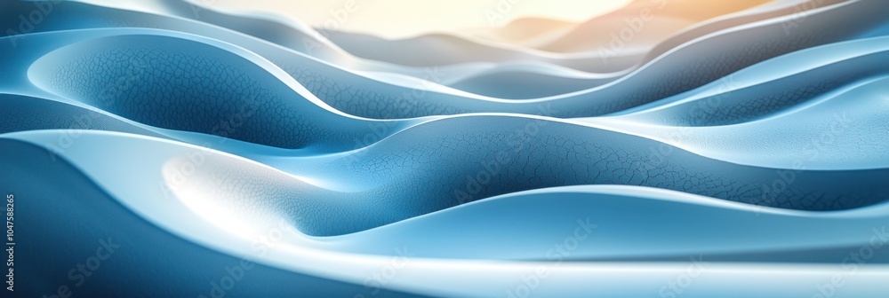 Fototapeta premium Abstract Blue Cracked Surface with Wavy Lines