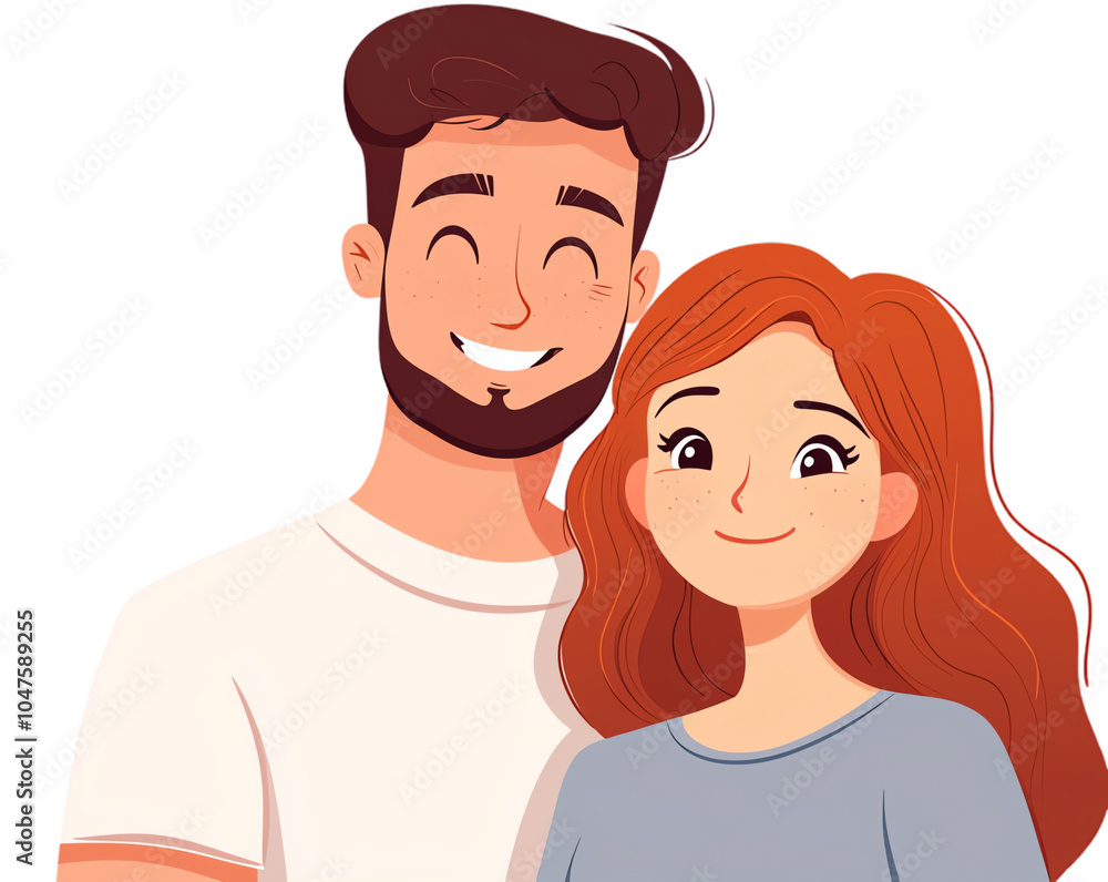 Happy couple smiling together, white isolate background transparent background Happy couple smiling together, white isolate background transparent background