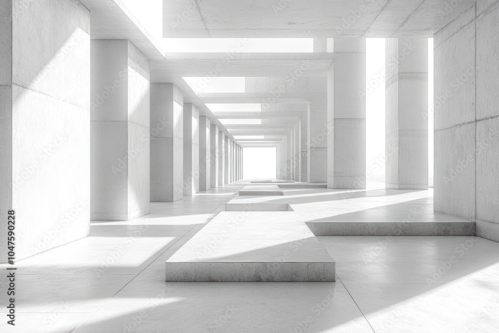 Obraz premium Concrete Corridor with Light and Shadows