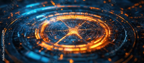 Wallpaper Mural Abstract Circular Design with Glowing Orange and Blue Hues Torontodigital.ca