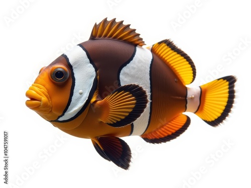 Ocellaris clownfish or anemone fish Amphiprion ocellaris yellow orange or a reddish or blackish color and many show white bars or patches popular in aquariums
