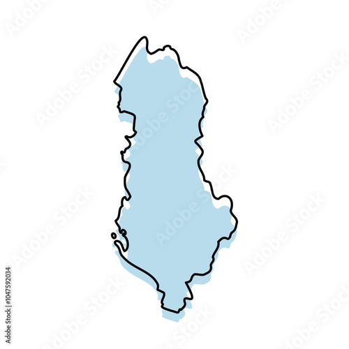 ALBANIA Map with with body and Outline Isolated on white Background