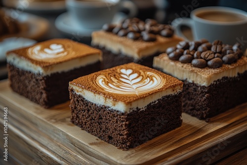 Three Coffee Cakes on Wooden Tray