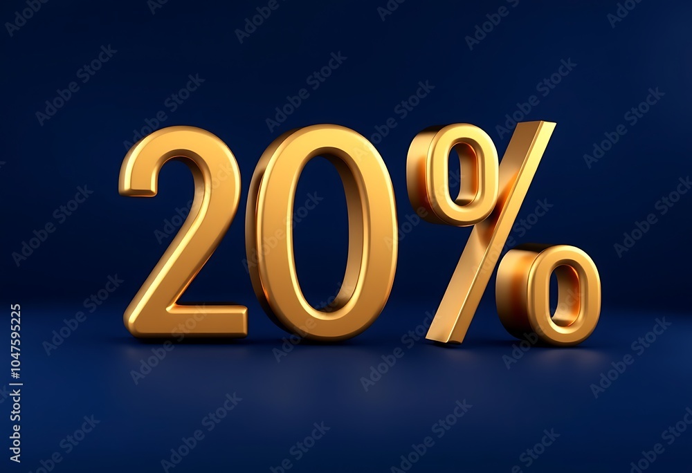 black Friday mega offer 20 percent discount with gold confetti 3d render concept for big shopping black Friday mega offer 20 percent discount with gold confetti 3d render concept for big shopping