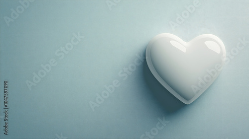 Minimalist ceramic blue heart, on a blue background, with copy space for advertising. Valentine's Day concept.