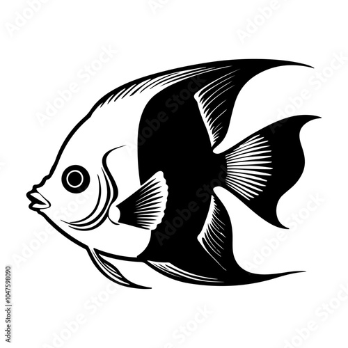  Cute  Angelfish vector silhouette, isolated white background