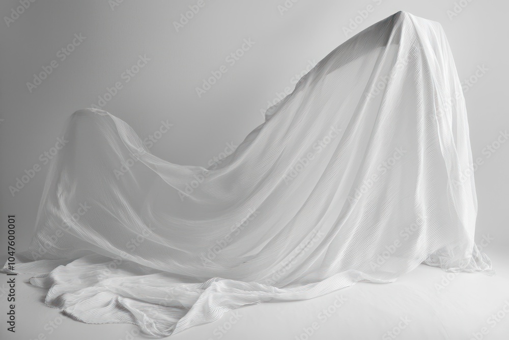 White Sheer Fabric Draped on a White Surface White Sheer Fabric Draped on a White Surface