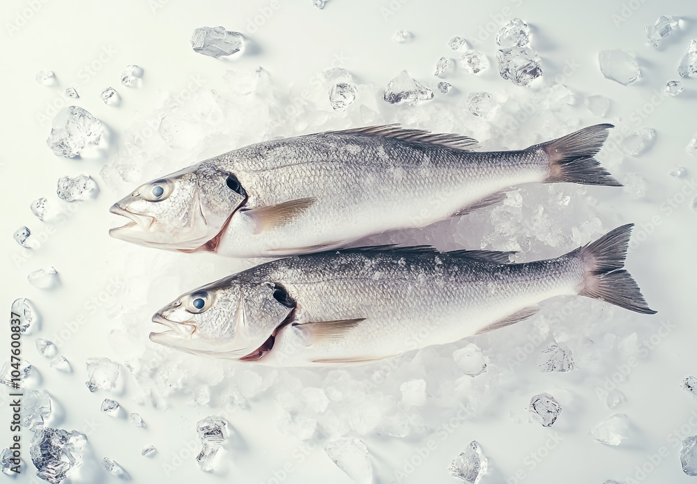 Obraz premium Raw fish on top of ice for sale