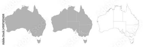 Set of AUSTRALIA Maps with Main Map and Regional maps