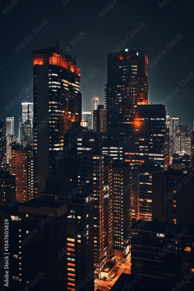 Neon Cityscape at Twilight Neon Cityscape at Twilight