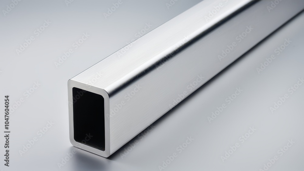 Polished aluminum square tubing, capturing industrial-grade quality and precision, perfect for architectural, engineering, or manufacturing designs. Polished aluminum square tubing, capturing industrial-grade quality and precision, perfect for architectural, engineering, or manufacturing designs.