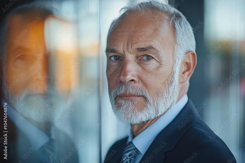 Contemplative older man in a suit, gazing intently with a serious expression, reflecting a professional and sophisticated demeanor. Contemplative older man in a suit, gazing intently with a serious expression, reflecting a professional and sophisticated demeanor.